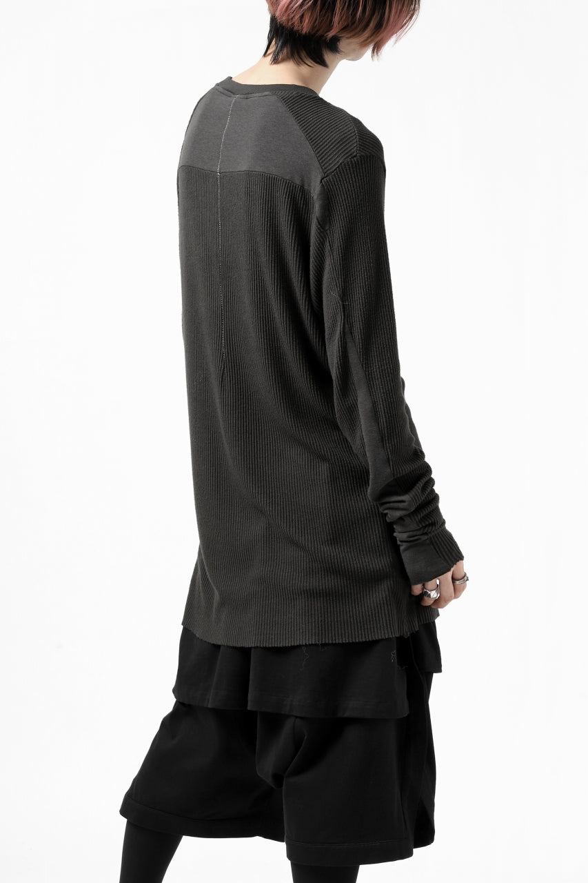 画像をギャラリービューアに読み込む, thomkrom LONG SLEEVE TOPS / STRETCH MIXED UP RIB (BROWN)