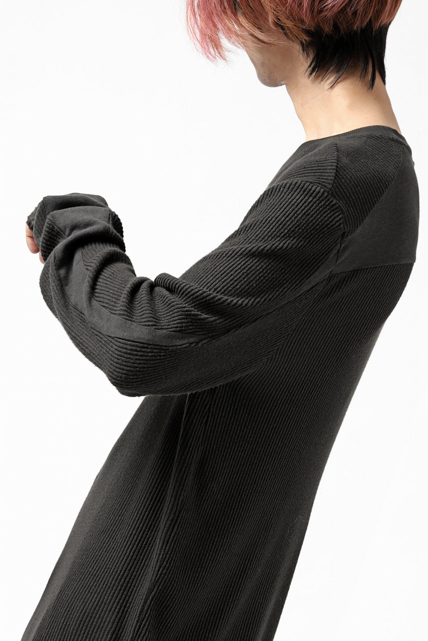 画像をギャラリービューアに読み込む, thomkrom LONG SLEEVE TOPS / STRETCH MIXED UP RIB (BROWN)