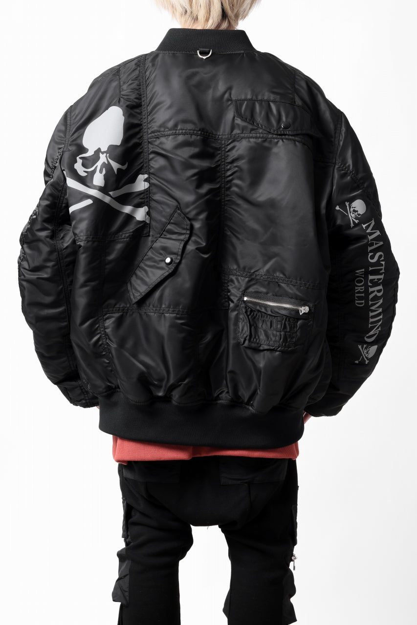 画像をギャラリービューアに読み込む, mastermind WORLD x ALPHA INDUSTRIES RIVERSIBLE MA-1 JACKET - CRAZY PANELED (BLACK)