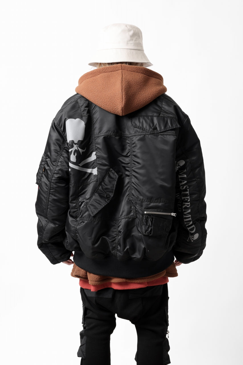 画像をギャラリービューアに読み込む, mastermind WORLD x ALPHA INDUSTRIES RIVERSIBLE MA-1 JACKET - CRAZY PANELED (BLACK)