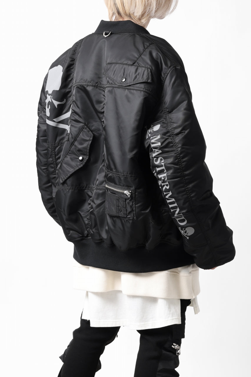 画像をギャラリービューアに読み込む, mastermind WORLD x ALPHA INDUSTRIES RIVERSIBLE MA-1 JACKET - CRAZY PANELED (BLACK)