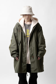 Load image into Gallery viewer, mastermind WORLD x ALPHA INDUSTRIES M-65 MODS COAT - CRAZY PANELED (OLIVE)