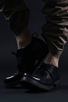 画像をギャラリービューアに読み込む, BORIS BIDJAN SABERI HORSE LEATHER DERBY SHOES / WASHED & HAND-TREATED "SHOE1-SIN" (BLACK)