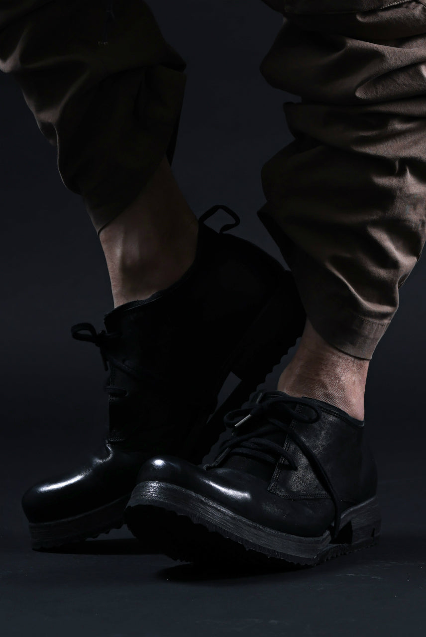 画像をギャラリービューアに読み込む, BORIS BIDJAN SABERI HORSE LEATHER DERBY SHOES / WASHED & HAND-TREATED "SHOE1-SIN" (BLACK)