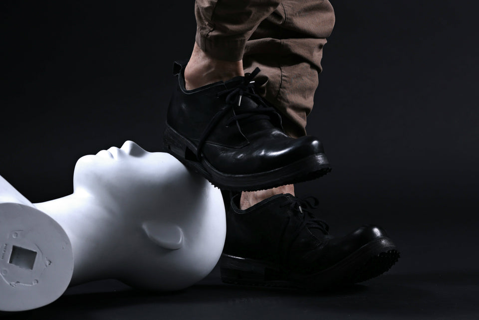 画像をギャラリービューアに読み込む, BORIS BIDJAN SABERI HORSE LEATHER DERBY SHOES / WASHED & HAND-TREATED "SHOE1-SIN" (BLACK)