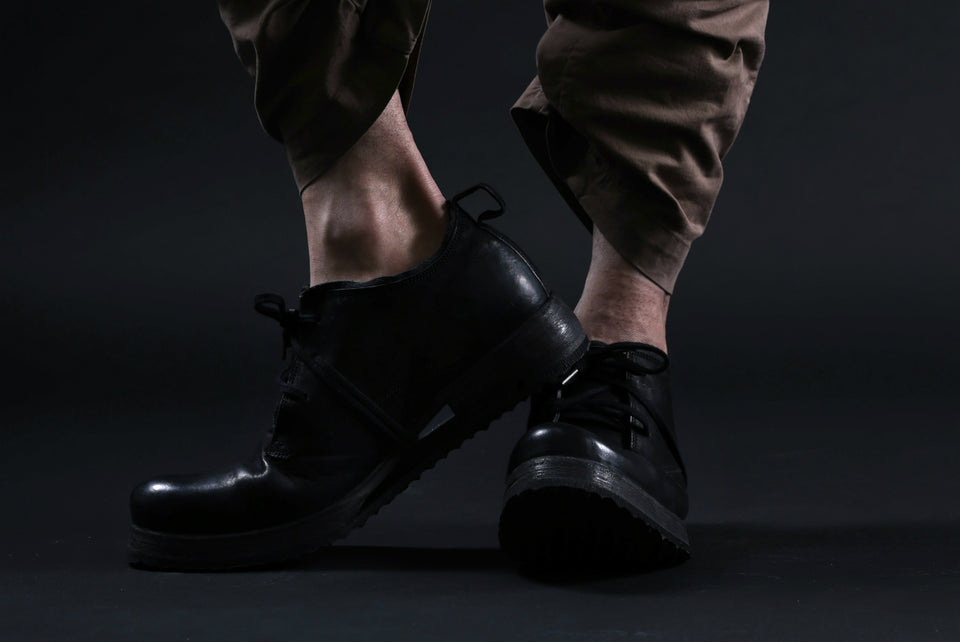 画像をギャラリービューアに読み込む, BORIS BIDJAN SABERI HORSE LEATHER DERBY SHOES / WASHED & HAND-TREATED "SHOE1-SIN" (BLACK)