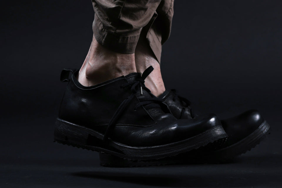 画像をギャラリービューアに読み込む, BORIS BIDJAN SABERI HORSE LEATHER DERBY SHOES / WASHED & HAND-TREATED "SHOE1-SIN" (BLACK)