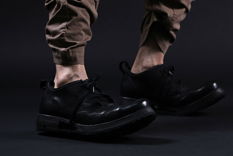 画像をギャラリービューアに読み込む, BORIS BIDJAN SABERI HORSE LEATHER DERBY SHOES / WASHED & HAND-TREATED "SHOE1-SIN" (BLACK)