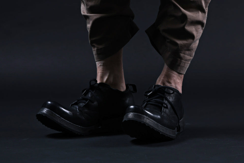 画像をギャラリービューアに読み込む, BORIS BIDJAN SABERI HORSE LEATHER DERBY SHOES / WASHED & HAND-TREATED "SHOE1-SIN" (BLACK)