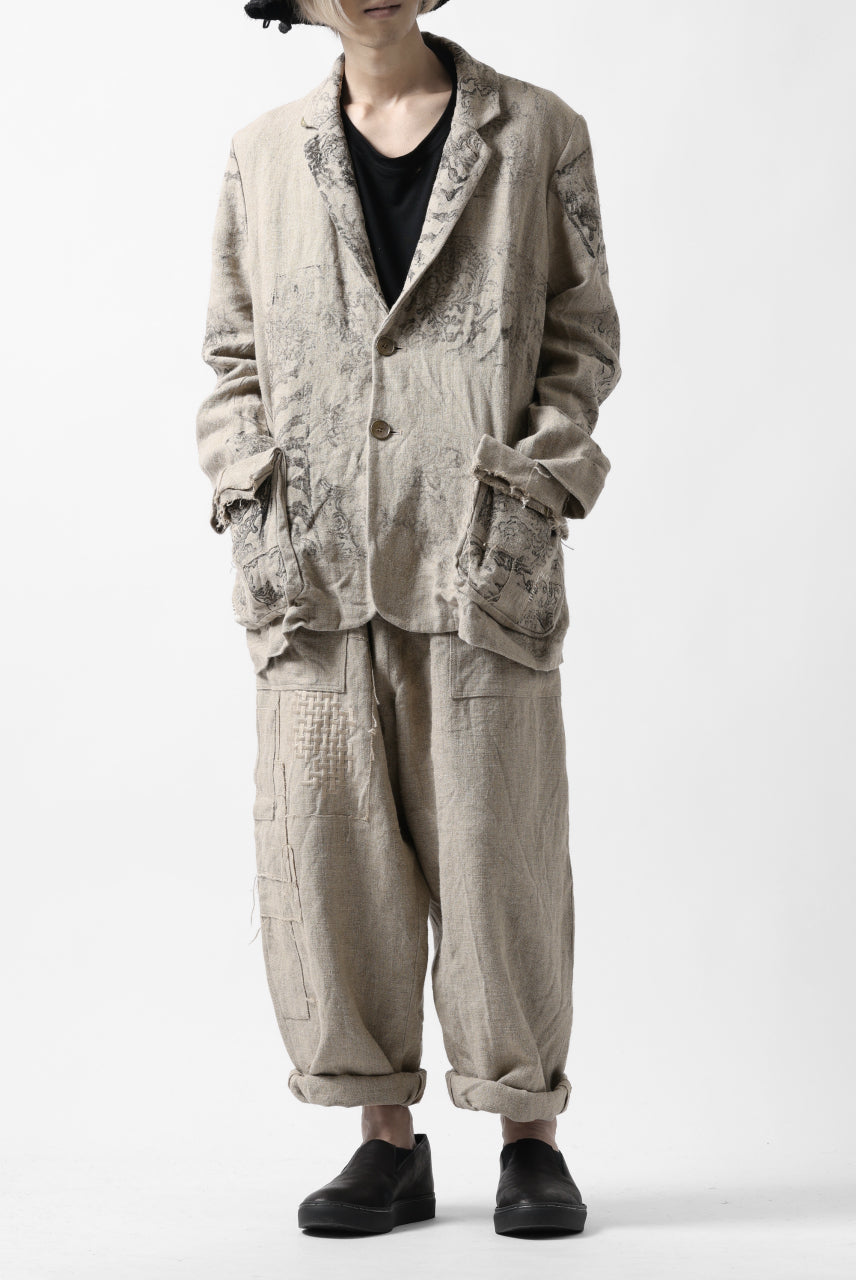画像をギャラリービューアに読み込む, YUTA MATSUOKA 2B print jacket / safiran linen (ecru)