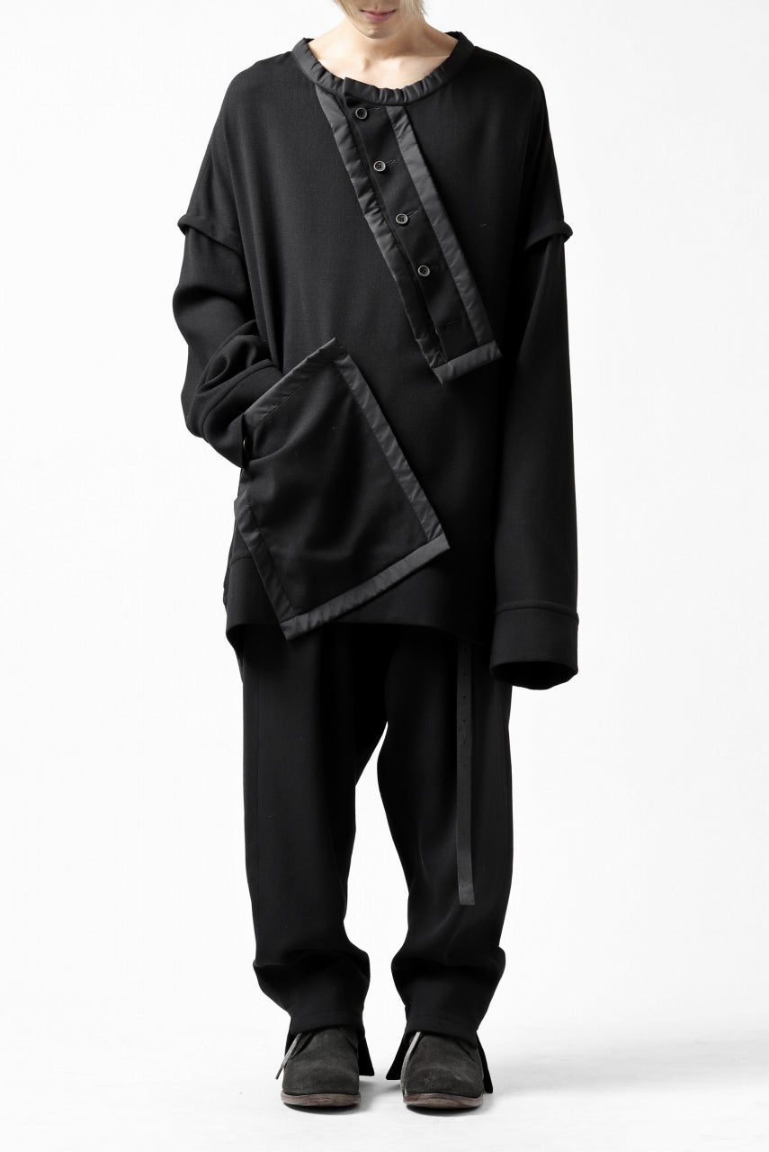 画像をギャラリービューアに読み込む, SOSNOVSKA COLLAPSED PLANK SHIRT-PULLOVER (BLACK)