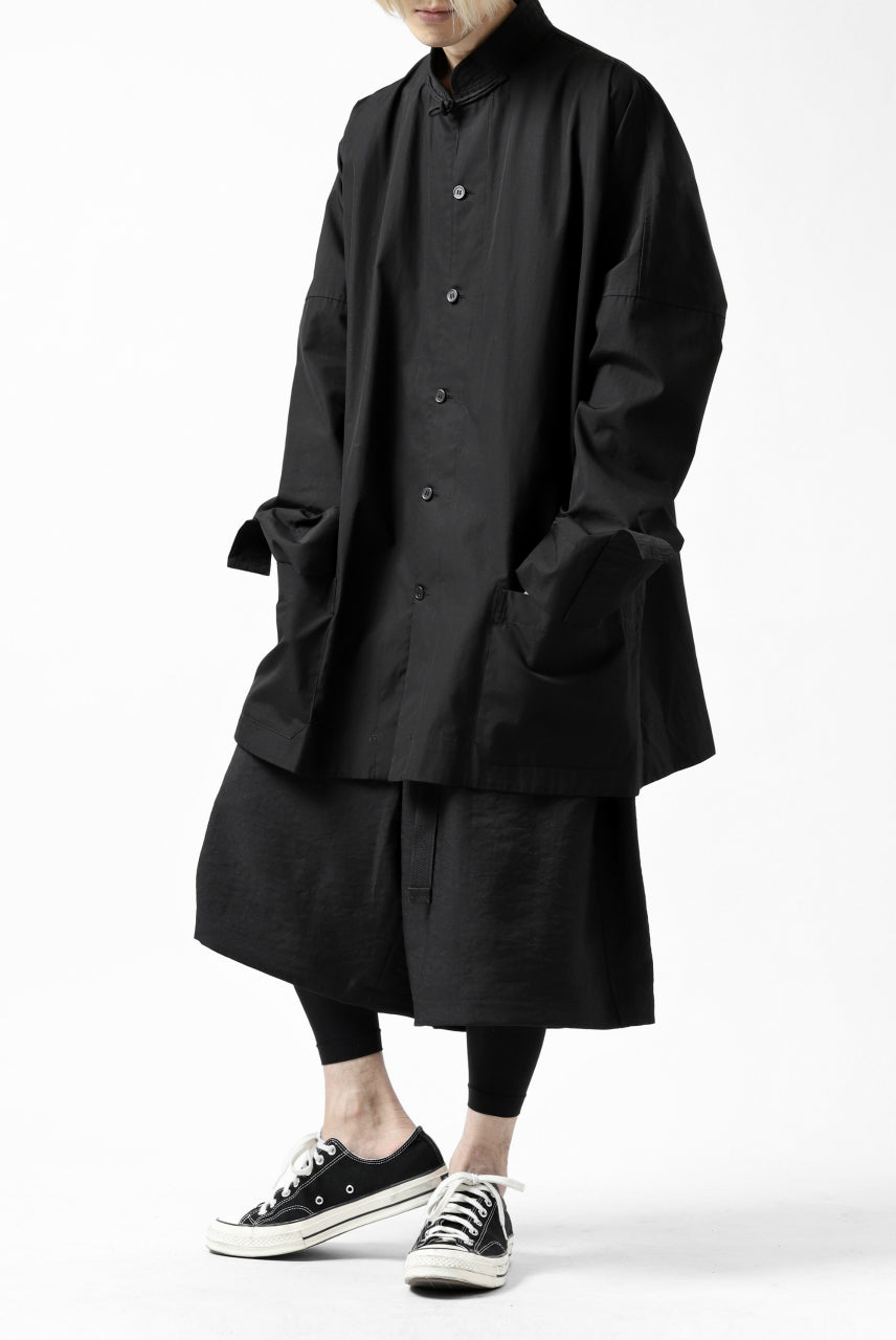 画像をギャラリービューアに読み込む, Y's BANG ON! No.120 CUFF ST CHINA SHIRT / AIR-TUMBLED COTTON (BLACK)