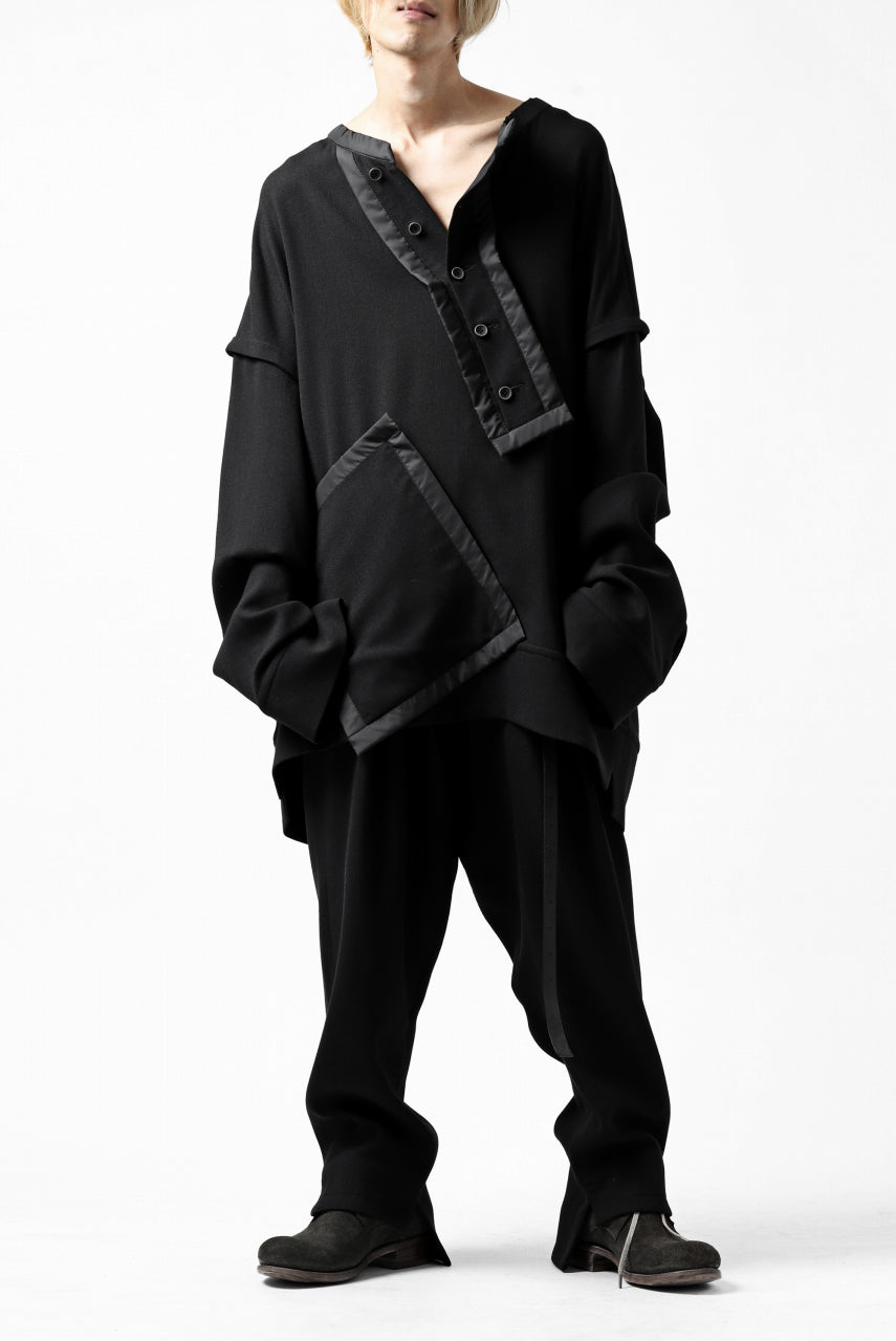 画像をギャラリービューアに読み込む, SOSNOVSKA COLLAPSED PLANK SHIRT-PULLOVER (BLACK)
