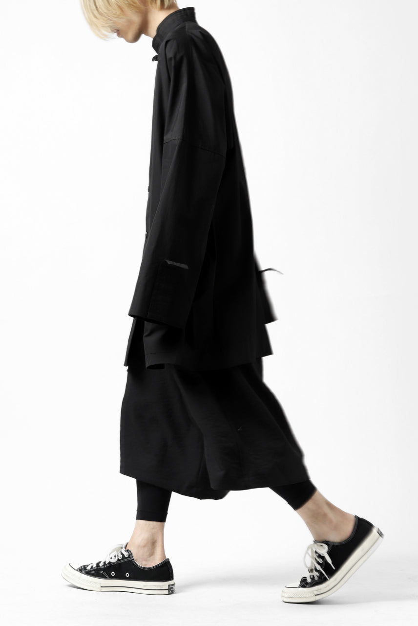 画像をギャラリービューアに読み込む, Y's BANG ON! No.120 CUFF ST CHINA SHIRT / AIR-TUMBLED COTTON (BLACK)