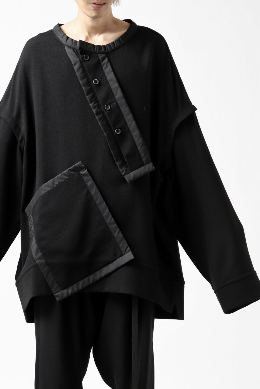 画像をギャラリービューアに読み込む, SOSNOVSKA COLLAPSED PLANK SHIRT-PULLOVER (BLACK)