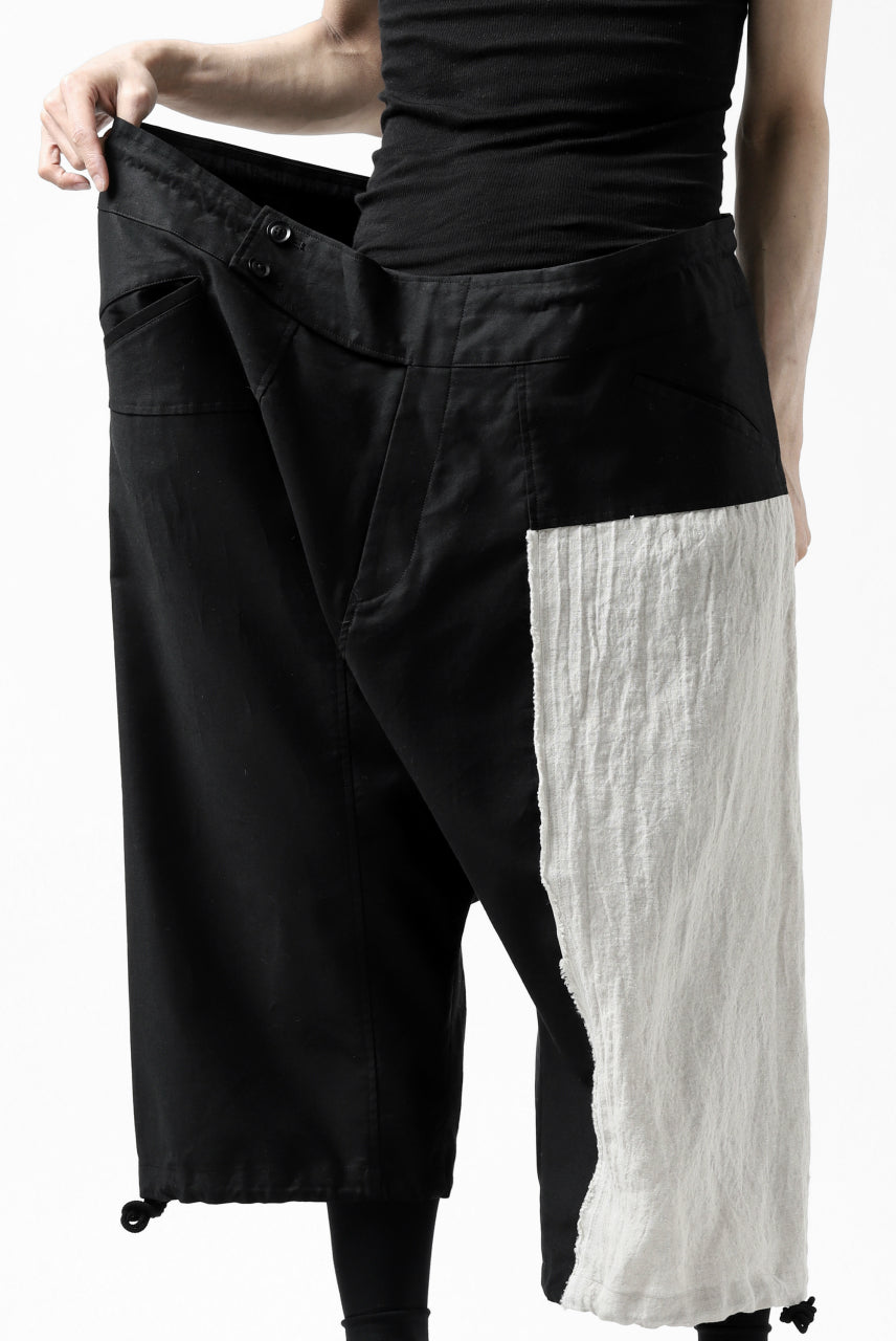 Load image into Gallery viewer, Y's BANG ON! No.150 SAROUEL HALF PANTS / CO TWILL + LI (BLACK)