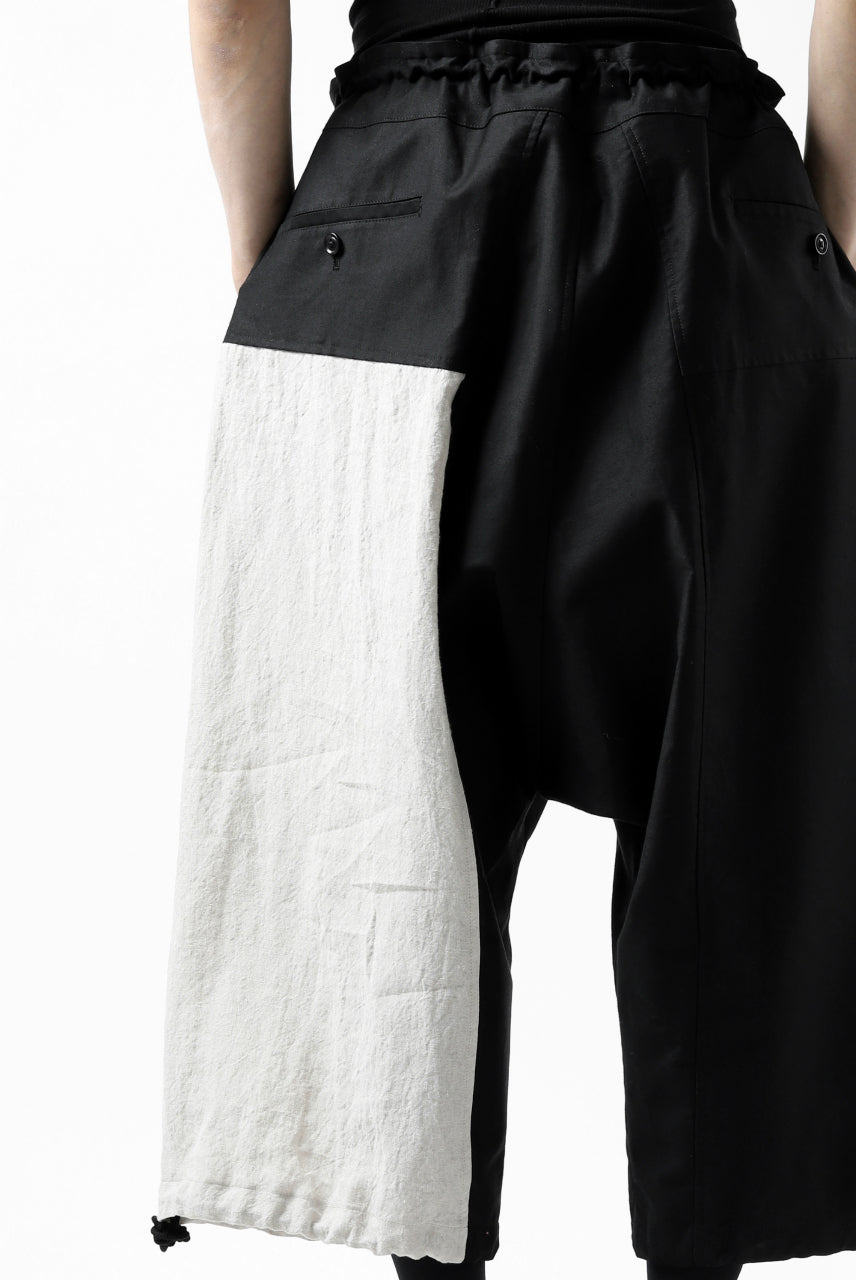 Load image into Gallery viewer, Y's BANG ON! No.150 SAROUEL HALF PANTS / CO TWILL + LI (BLACK)