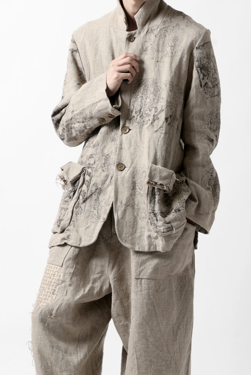 画像をギャラリービューアに読み込む, YUTA MATSUOKA 2B print jacket / safiran linen (ecru)