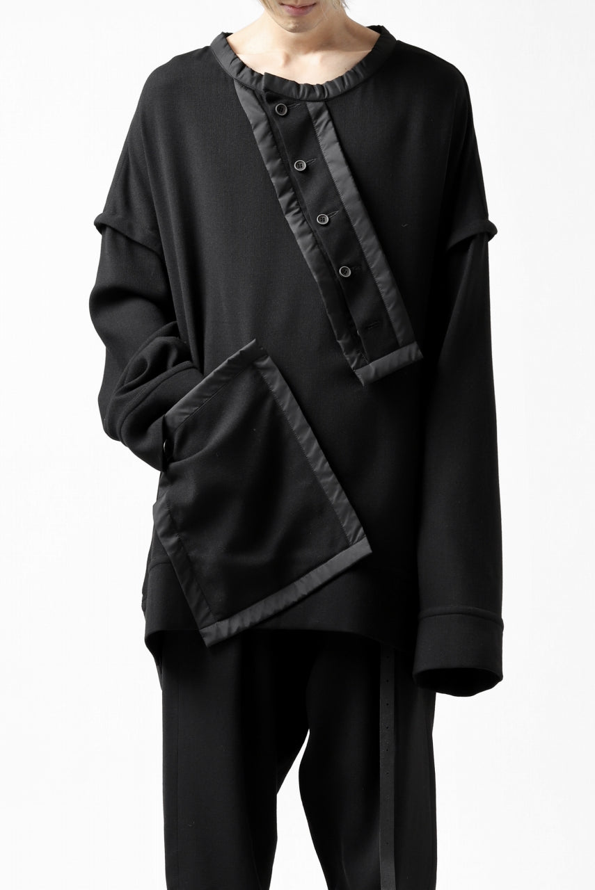 画像をギャラリービューアに読み込む, SOSNOVSKA COLLAPSED PLANK SHIRT-PULLOVER (BLACK)
