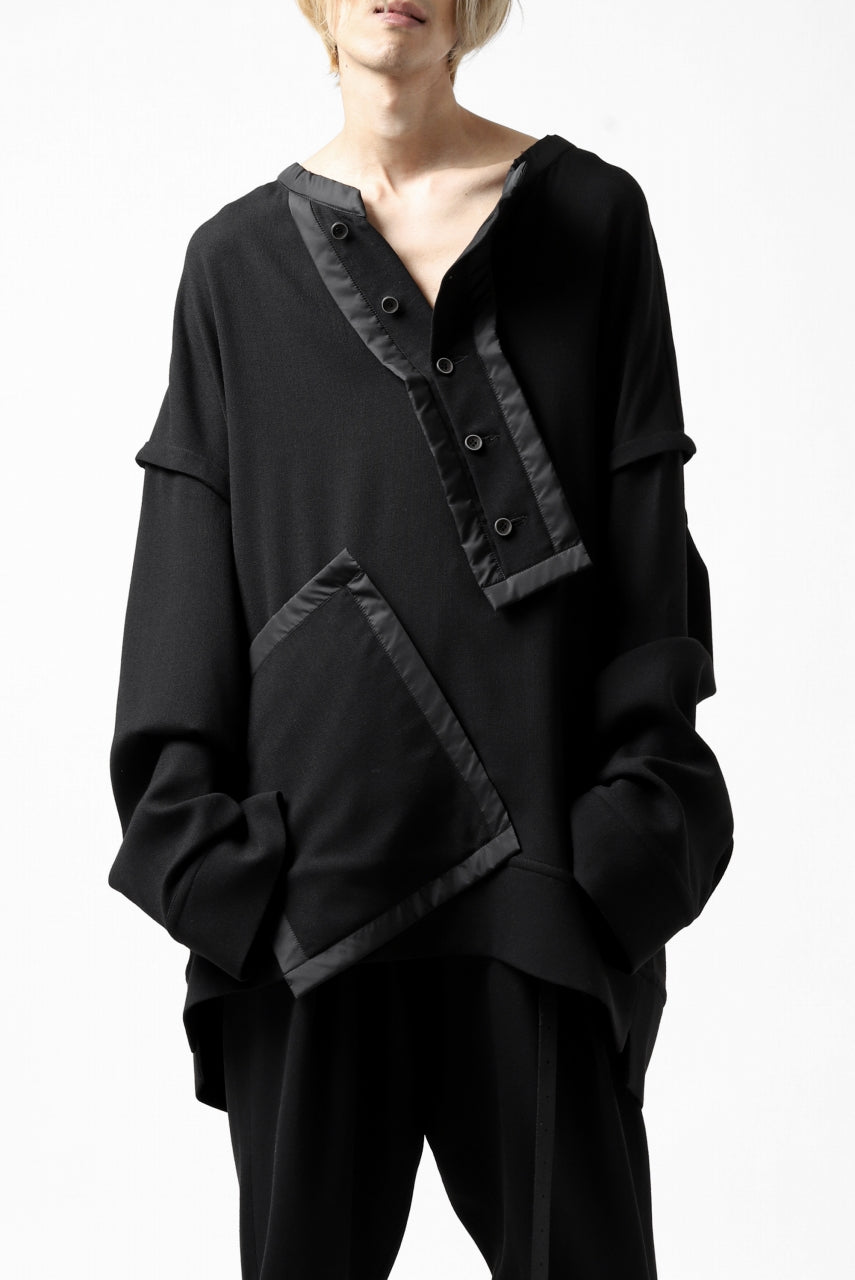 画像をギャラリービューアに読み込む, SOSNOVSKA COLLAPSED PLANK SHIRT-PULLOVER (BLACK)