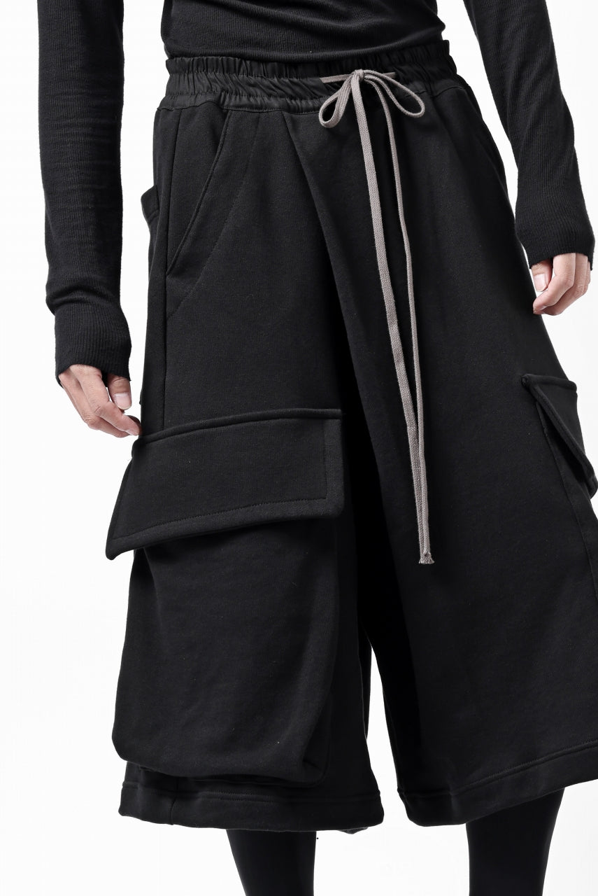 画像をギャラリービューアに読み込む, A.F ARTEFACT TWISTED HAKAMA-CARGO PANTS / COTTON SWEAT (BLACK)