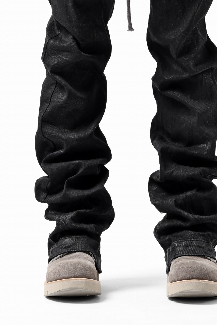 画像をギャラリービューアに読み込む, A.F ARTEFACT COATED FLARE LONG PANTS / HI-STRETCH DENIM (BLACK)
