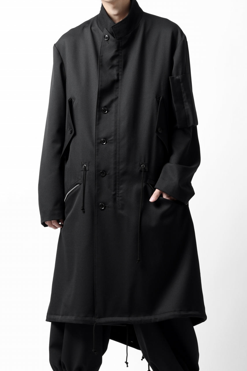 画像をギャラリービューアに読み込む, Y's BANG ON! No.188 GABARDINE PEAKED LAPEL MILITARY COAT (BLACK)