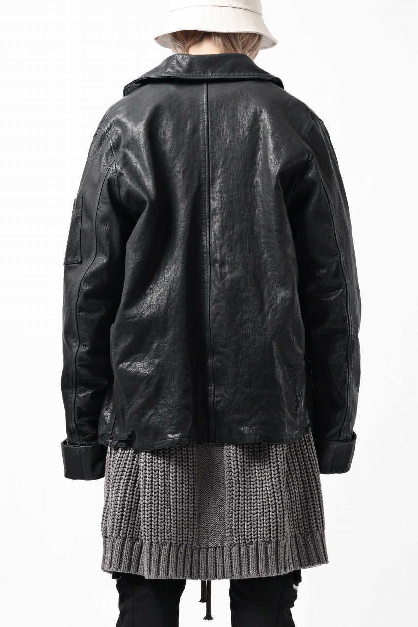 Load image into Gallery viewer, ISAMU KATAYAMA BACKLASH FLIGHT JACKET / GOAT LEATHER (GARMENT+SPRAY DYED / BLACK)