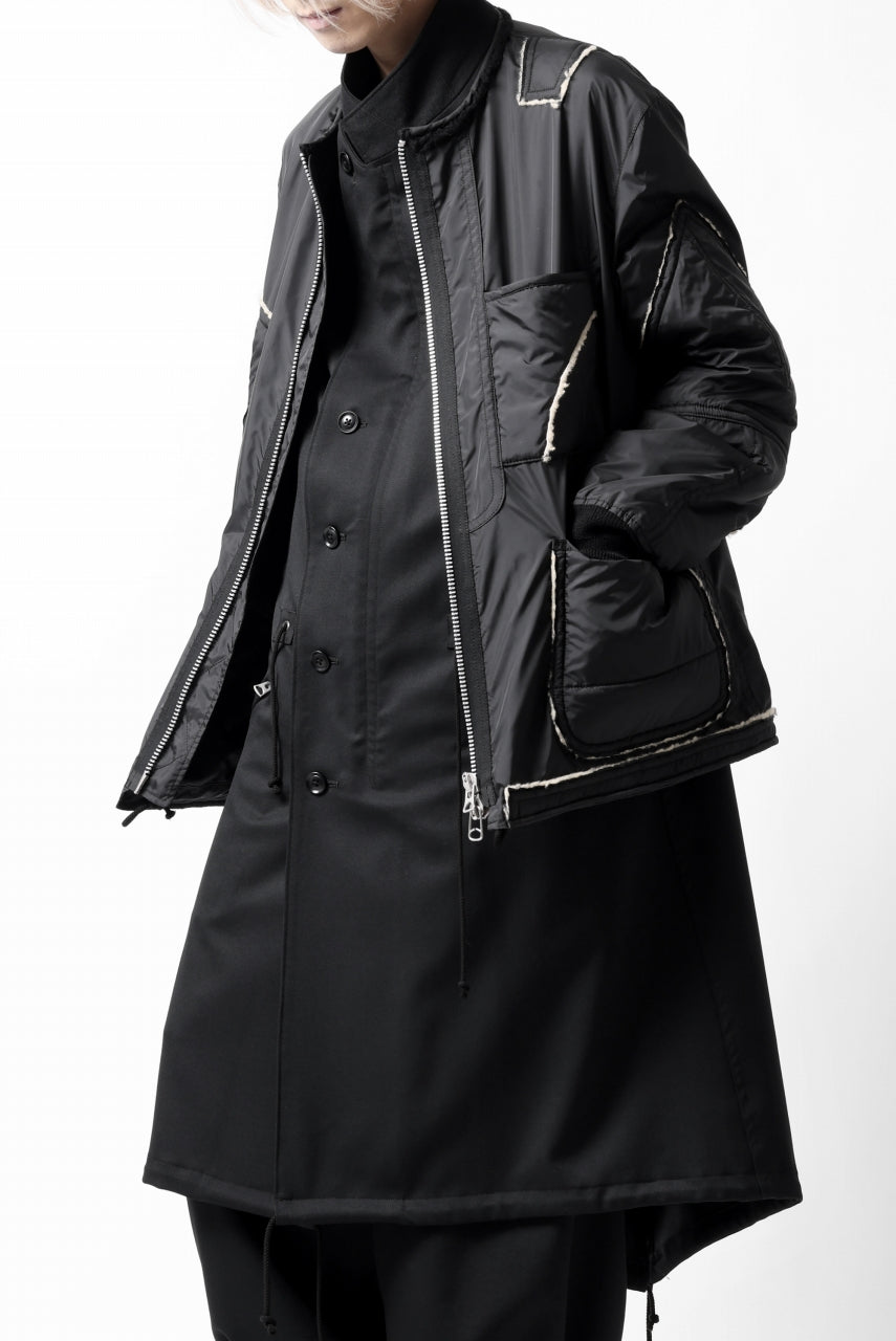 画像をギャラリービューアに読み込む, Y's BANG ON! No.173 POLYESTER TAFFETA + WOOL PILE PATCHED BLOUSON (BLACK)