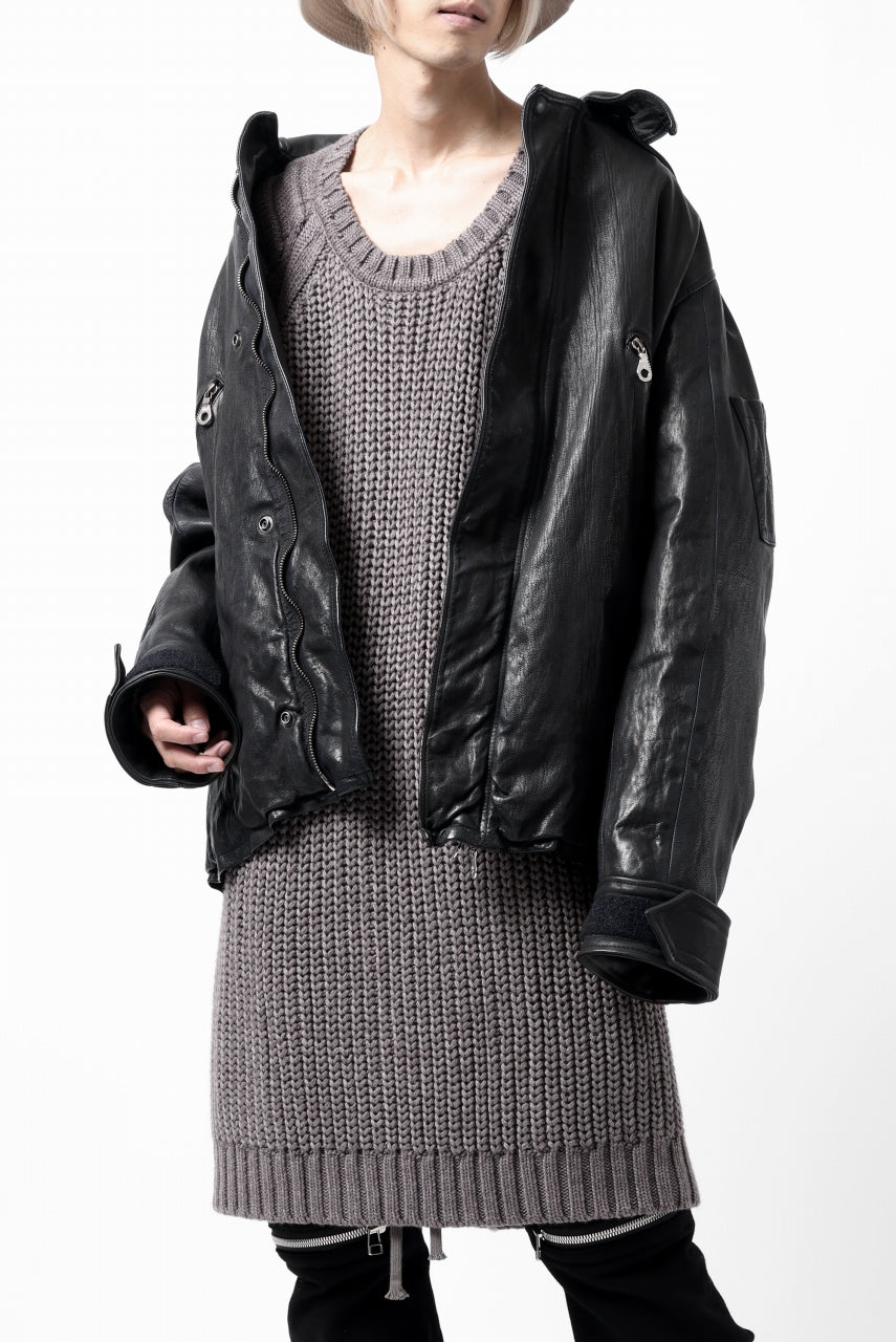 Load image into Gallery viewer, ISAMU KATAYAMA BACKLASH FLIGHT JACKET / GOAT LEATHER (GARMENT+SPRAY DYED / BLACK)