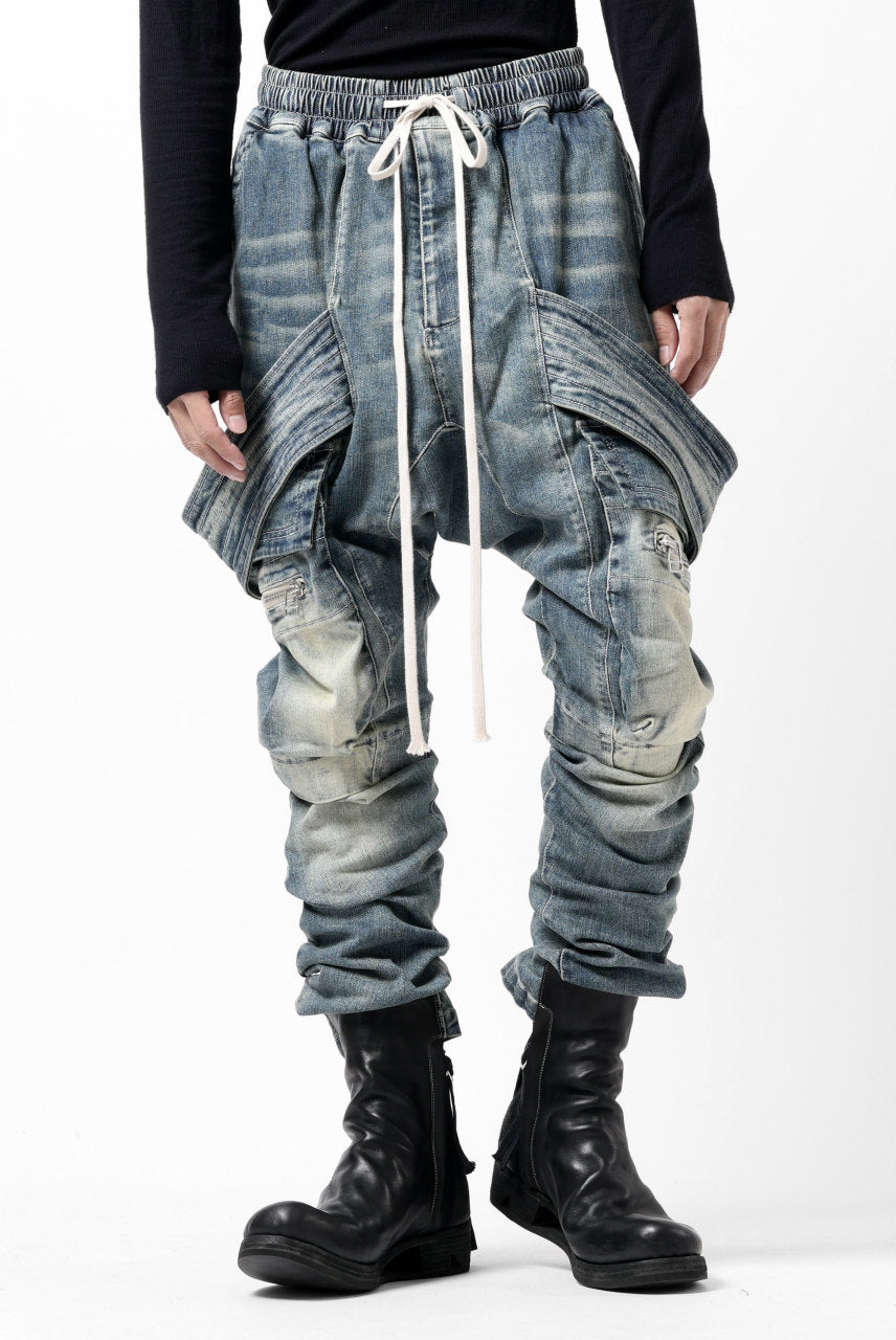 画像をギャラリービューアに読み込む, A.F ARTEFACT FLAP-DETAIL SLIM CARGO PANTS / FADED AGEING DENIM (BLUE)