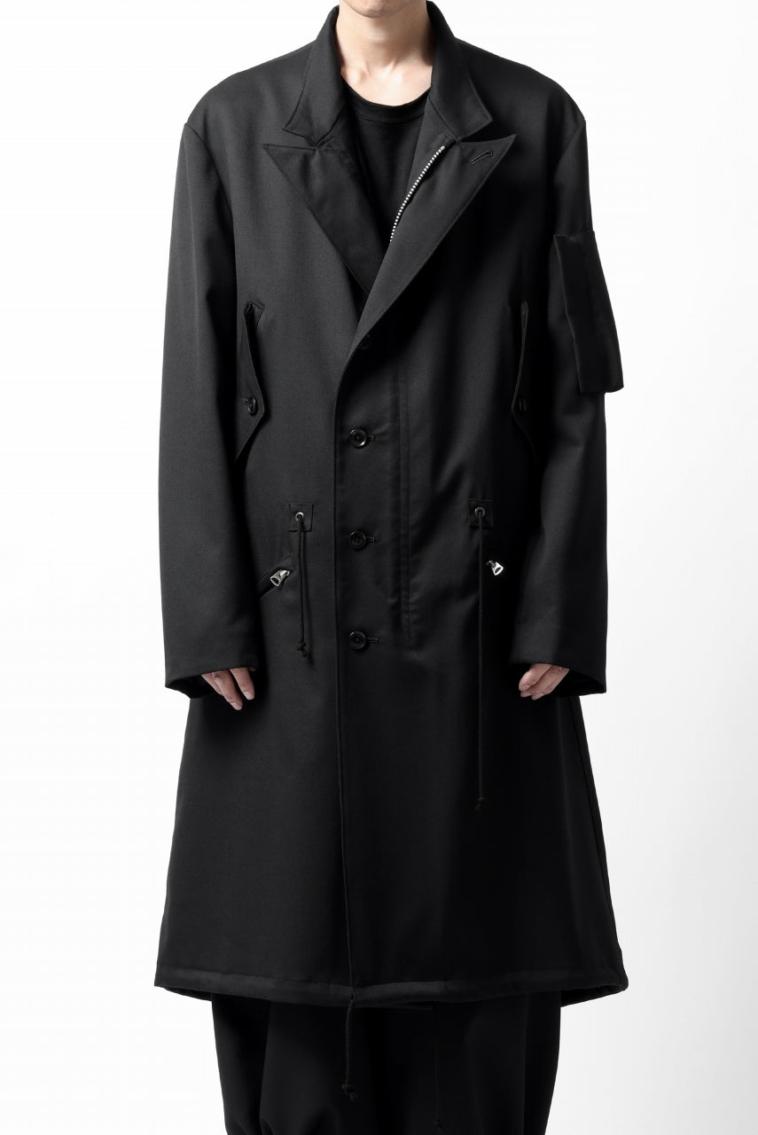 画像をギャラリービューアに読み込む, Y's BANG ON! No.188 GABARDINE PEAKED LAPEL MILITARY COAT (BLACK)