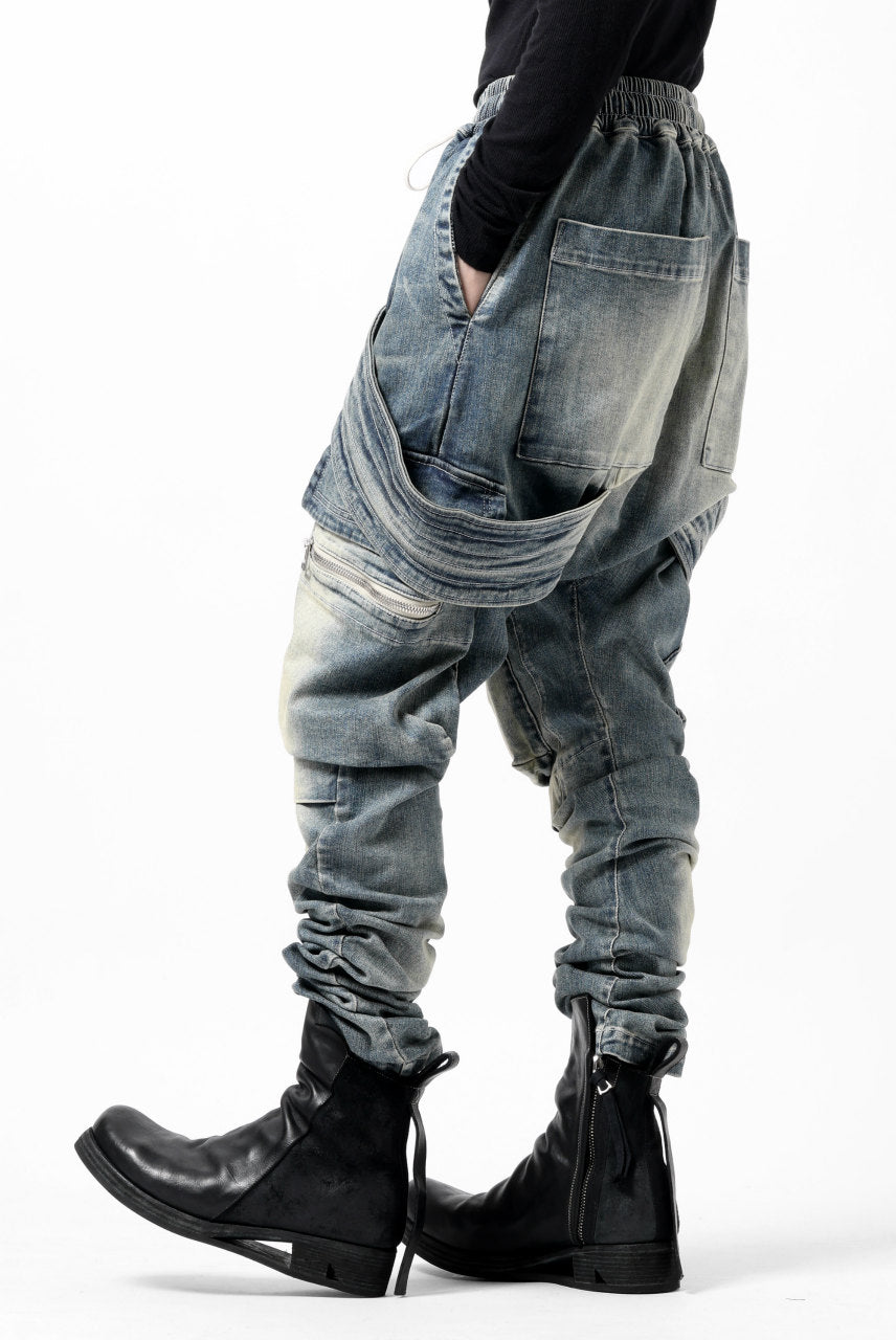 画像をギャラリービューアに読み込む, A.F ARTEFACT FLAP-DETAIL SLIM CARGO PANTS / FADED AGEING DENIM (BLUE)