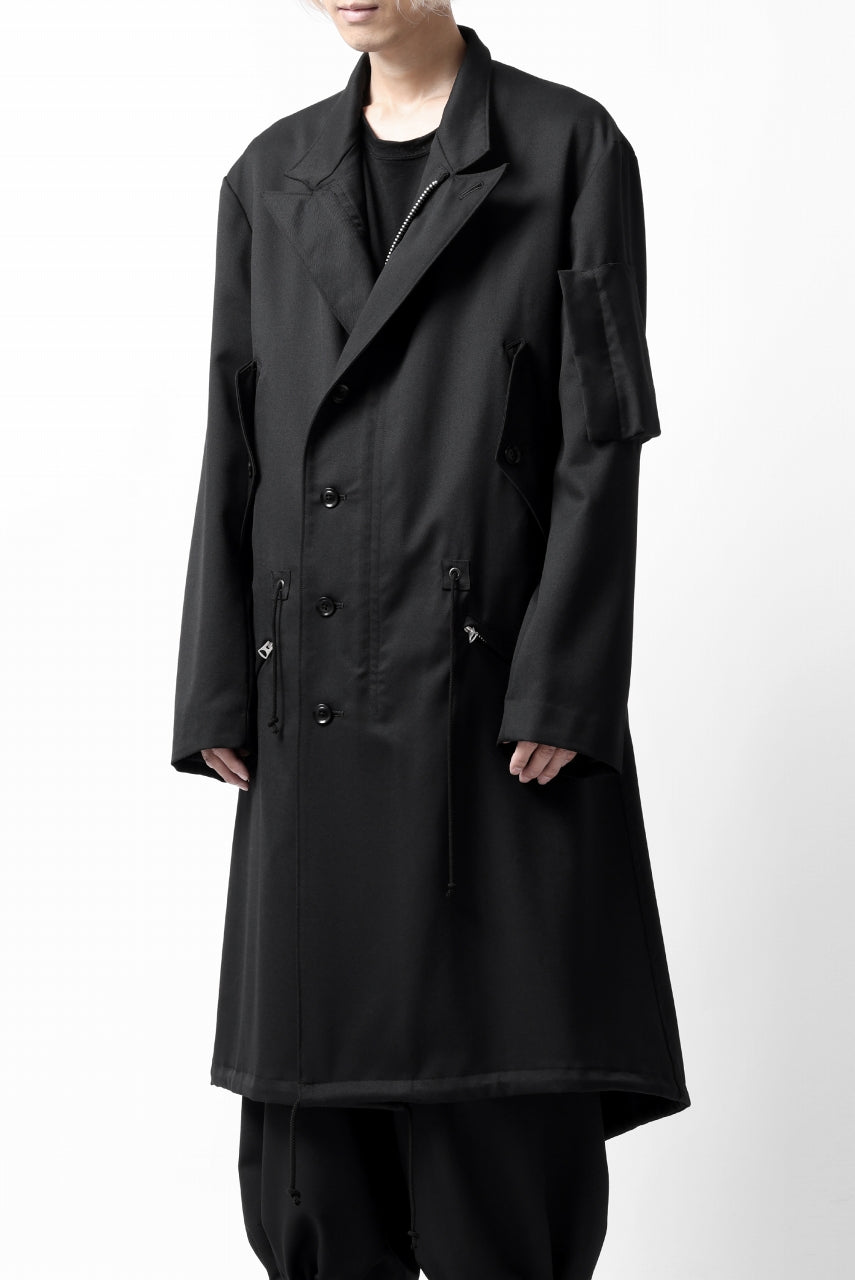 画像をギャラリービューアに読み込む, Y's BANG ON! No.188 GABARDINE PEAKED LAPEL MILITARY COAT (BLACK)