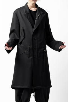 画像をギャラリービューアに読み込む, Y's BANG ON! No.188 GABARDINE PEAKED LAPEL MILITARY COAT (BLACK)