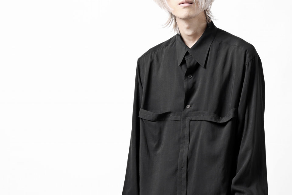 画像をギャラリービューアに読み込む, Y's TAPE FLAP POCKET SHIRT / CELLULOSE LOAN (BLACK)