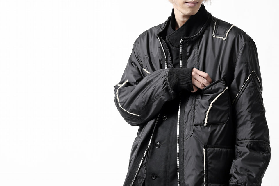 画像をギャラリービューアに読み込む, Y's BANG ON! No.173 POLYESTER TAFFETA + WOOL PILE PATCHED BLOUSON (BLACK)