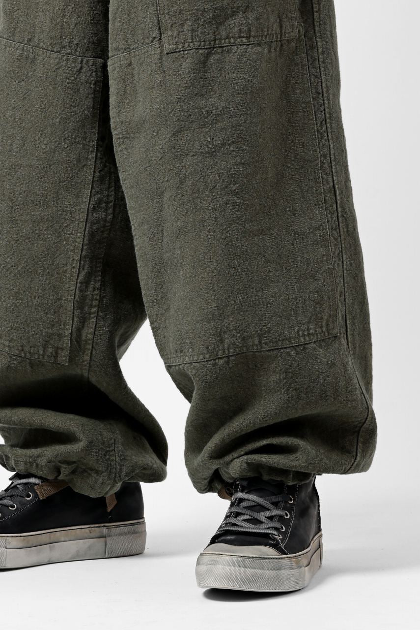 Load image into Gallery viewer, ISAMU KATAYAMA BACKLASH MILITARY TROUSERS / GARMENT NATURAL DYED LINEN CANVAS (KHAKI)