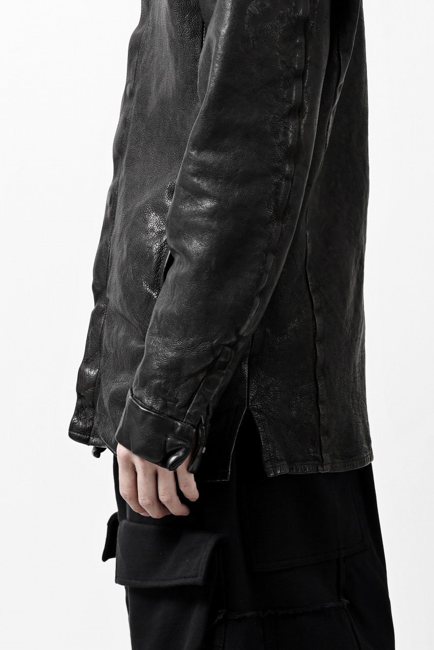 Load image into Gallery viewer, ISAMU KATAYAMA BACKLASH MARYAM LEATHER SHIRT JACKET / GARMENT DYED - ITALY DEER SKIN (BLACK)
