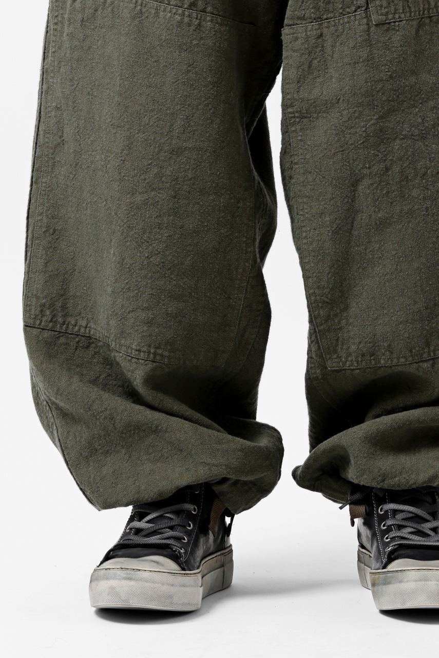 Load image into Gallery viewer, ISAMU KATAYAMA BACKLASH MILITARY TROUSERS / GARMENT NATURAL DYED LINEN CANVAS (KHAKI)