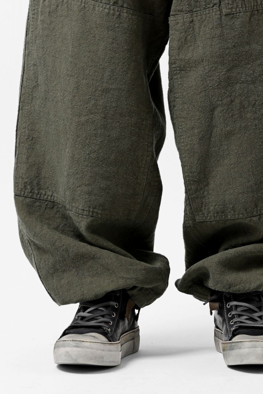 画像をギャラリービューアに読み込む, ISAMU KATAYAMA BACKLASH MILITARY TROUSERS / GARMENT NATURAL DYED LINEN CANVAS (KHAKI)