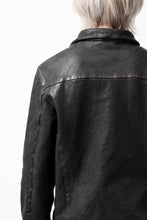 Load image into Gallery viewer, ISAMU KATAYAMA BACKLASH MARYAM LEATHER SHIRT JACKET / GARMENT DYED - ITALY DEER SKIN (BLACK)