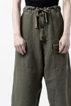 Load image into Gallery viewer, ISAMU KATAYAMA BACKLASH MILITARY TROUSERS / GARMENT NATURAL DYED LINEN CANVAS (KHAKI)
