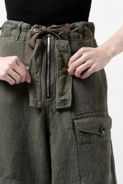 Load image into Gallery viewer, ISAMU KATAYAMA BACKLASH MILITARY TROUSERS / GARMENT NATURAL DYED LINEN CANVAS (KHAKI)