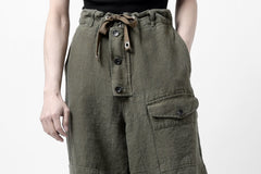 画像をギャラリービューアに読み込む, ISAMU KATAYAMA BACKLASH MILITARY TROUSERS / GARMENT NATURAL DYED LINEN CANVAS (KHAKI)