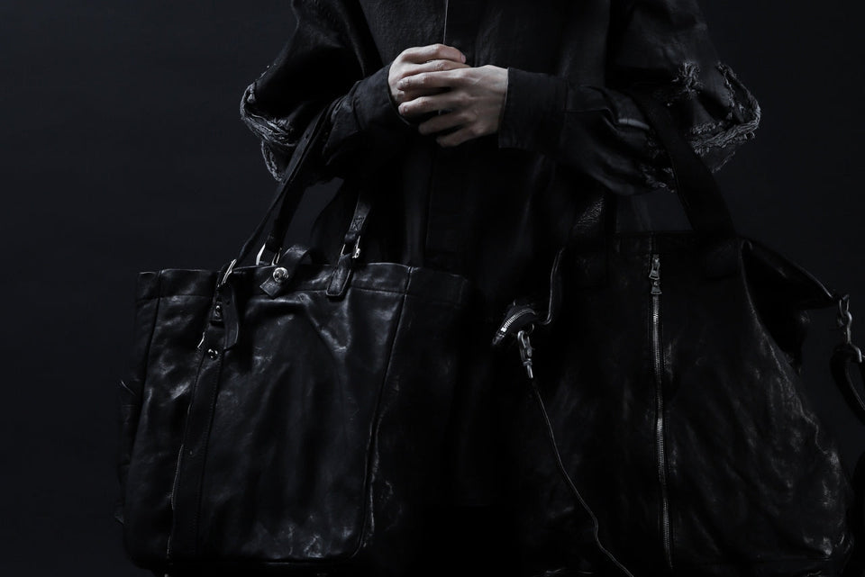 Load image into Gallery viewer, ISAMU KATAYAMA BACKLASH TOTE BAG / DOUBLE SHOULDER OBJECT DYED (BLACK) ※