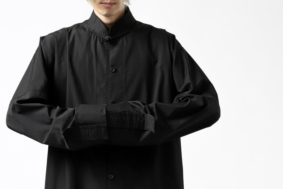 画像をギャラリービューアに読み込む, Y's BANG ON! No.120 CUFF ST CHINA SHIRT / AIR-TUMBLED COTTON (BLACK)