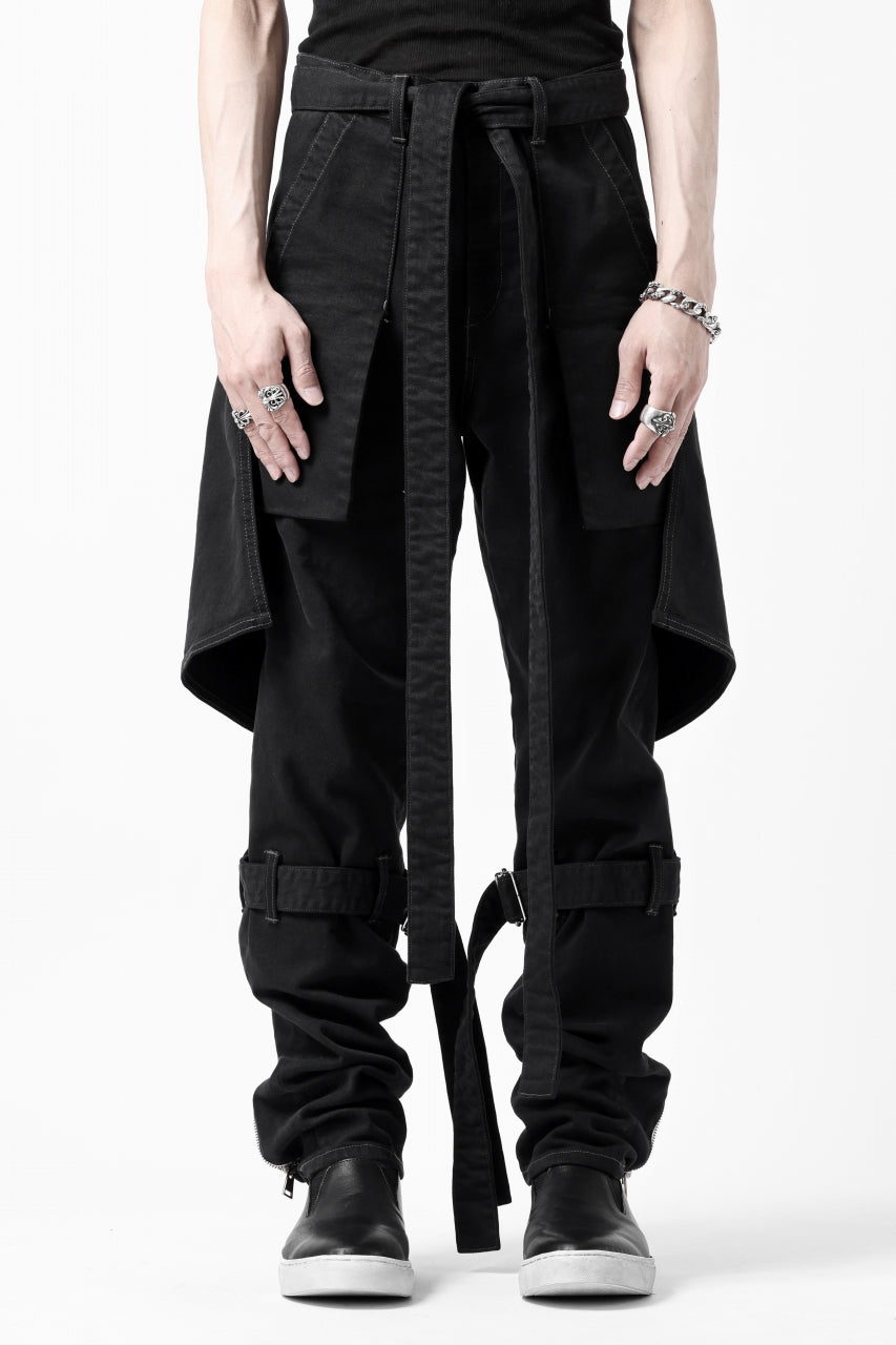 画像をギャラリービューアに読み込む, N/07 SEDITIOUS BONDAGE TROUSERS / BLEACHED BLACK DENIM (BLACK OVER DYED)