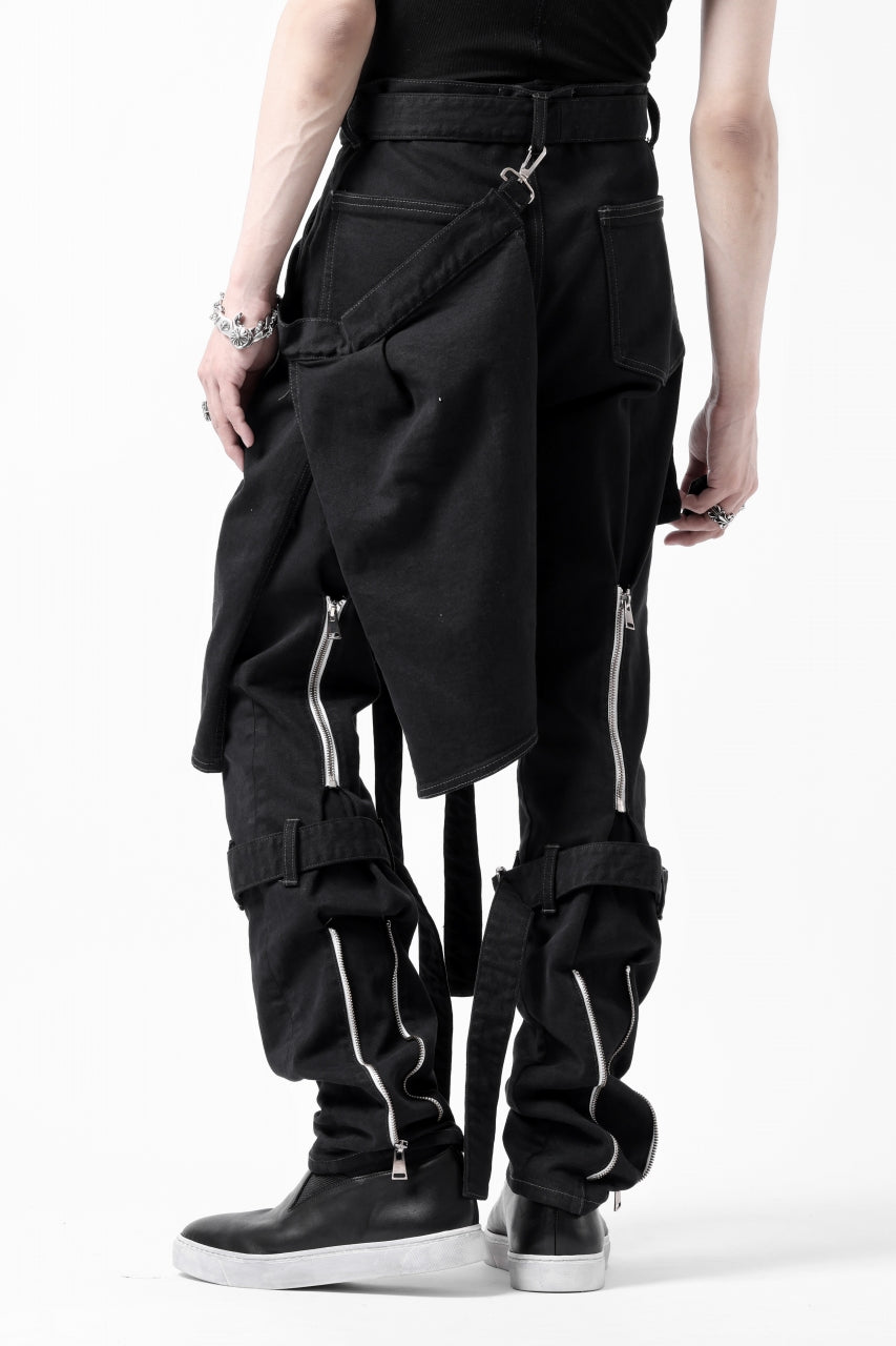 画像をギャラリービューアに読み込む, N/07 SEDITIOUS BONDAGE TROUSERS / BLEACHED BLACK DENIM (BLACK OVER DYED)