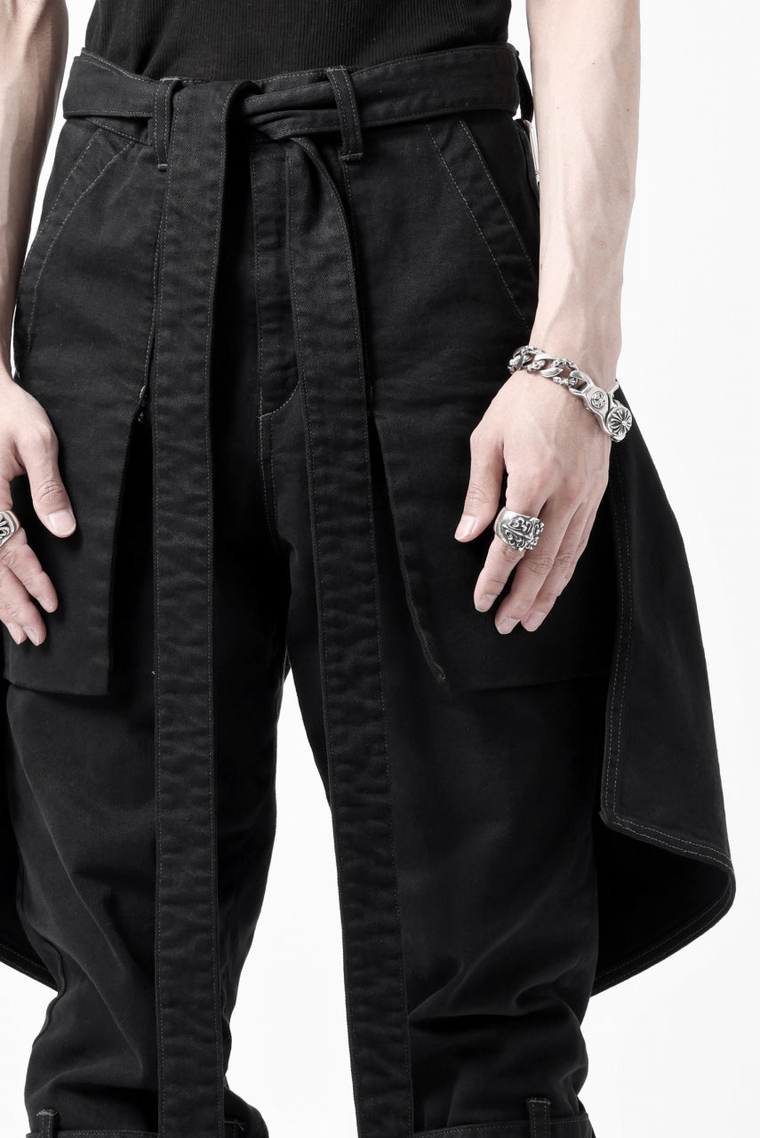 画像をギャラリービューアに読み込む, N/07 SEDITIOUS BONDAGE TROUSERS / BLEACHED BLACK DENIM (BLACK OVER DYED)